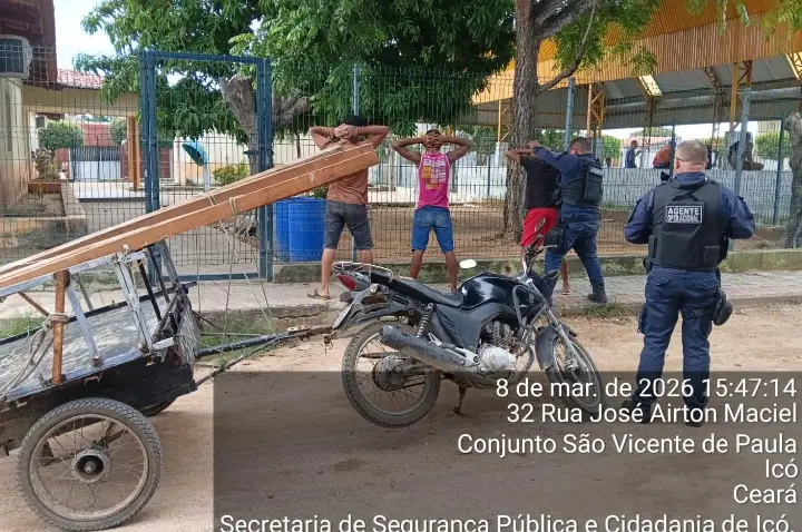 Guarda Civil Municipal prende três suspeitos por furto em creche desativada no bairro BNH, em Icó