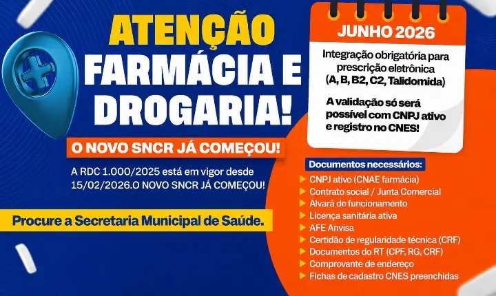 Secretaria de Saúde de Icó alerta farmácias e drogarias sobre novo SNCR e exigências da RDC 1.000/2025