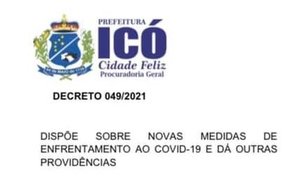 Novo Decreto Municipal Icó dispõe sobre novas medidas de enfrentamento ao Covid-19
