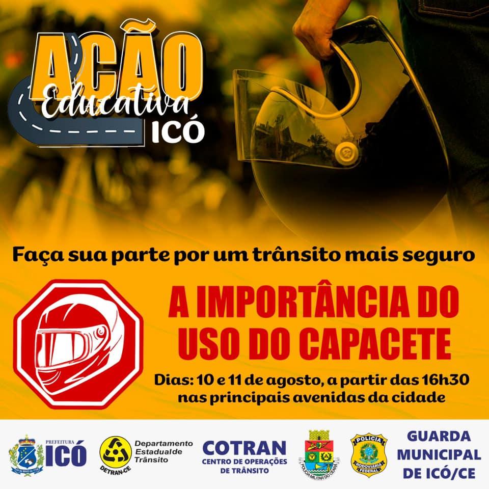Ação Educativa irá orientar motociclistas de Icó quanto à importância do uso do capacete