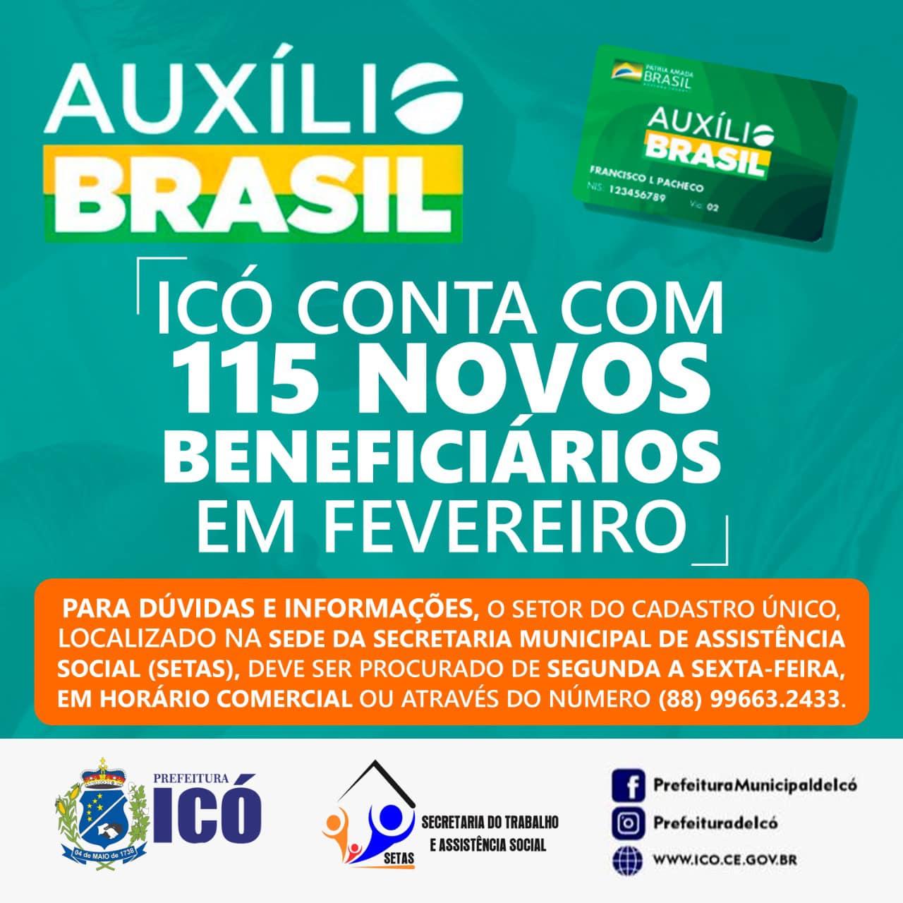 Icó tem 115 novos beneficiários inclusos para o Programa Auxílio Brasil