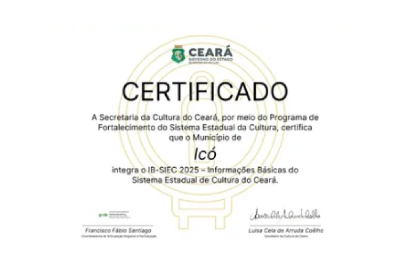 Icó é Certificado pelo Governo do Estado e Passa a Integrar o IB Siec 2025