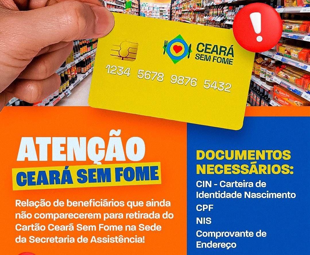 Prazo Final para Retirada: Beneficiários do cartão Ceará Sem Fome em Icó tem até 31 de Julho